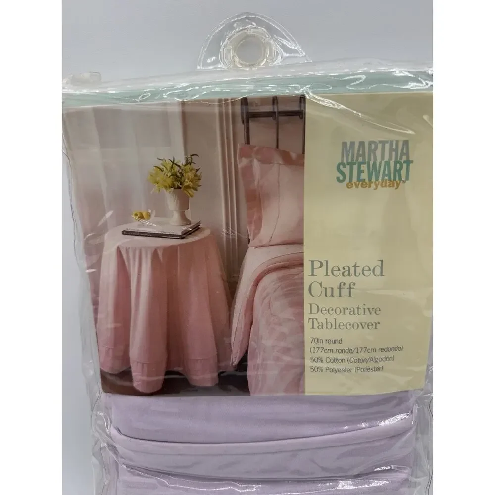 Martha Stewart Pleated Cuff Decorative Table Cover 70” Round Purple Grandmacore